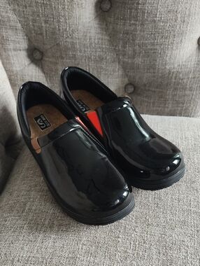 Women's Black Patent Leather Clog Mules With Comfortable Cork Sole